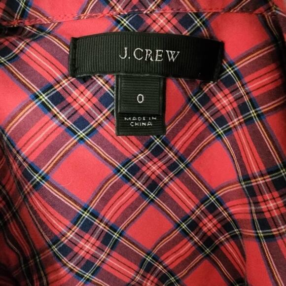 J. Crew red and blue plaid button down shirt size 0 XS - Picture 5 of 6